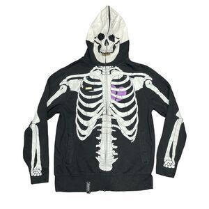 LRG Dead Serious Skeleton Hoodie Full Zip Jacket Purple Heart Mens Small